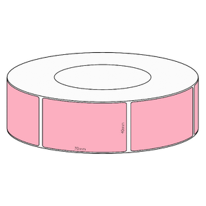 40x70mm Pink Direct Thermal Permanent Label, 2050 per roll, 76mm core