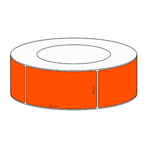 40x85mm Orange Direct Thermal Permanent Label, 1700 per roll, 76mm core