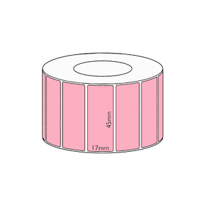 45x17mm Pink Direct Thermal Permanent Label, 2500 per roll, 38mm core