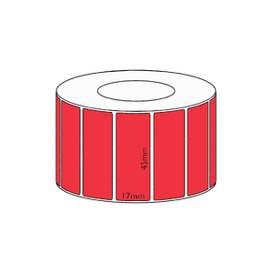 45x17mm Red Direct Thermal Permanent Label, 2500 per roll, 38mm core