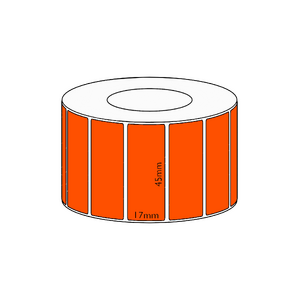 45x17mm Orange Direct Thermal Permanent Label, 7500 per roll, 76mm core