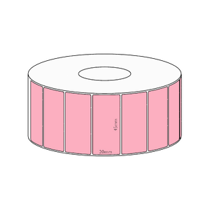 45x20mm Pink Direct Thermal Permanent Label, 2150 per roll, 38mm core