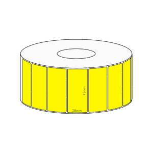 45x20mm Yellow Direct Thermal Permanent Label, 2150 per roll, 38mm core