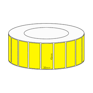 45x20mm Yellow Direct Thermal Permanent Label, 6500 per roll, 76mm core