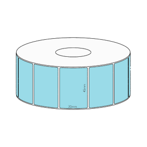 45x30mm Blue Direct Thermal Permanent Label, 1500 per roll, 38mm core