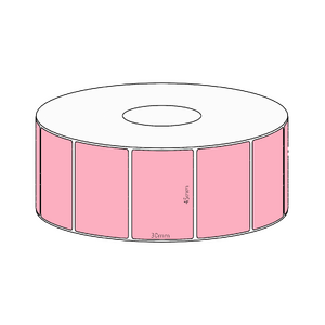 45x30mm Pink Direct Thermal Permanent Label, 1500 per roll, 38mm core