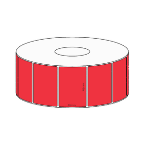 45x30mm Red Direct Thermal Permanent Label, 1500 per roll, 38mm core