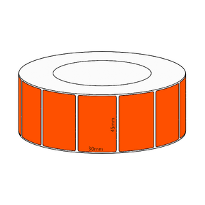 45x30mm Orange Direct Thermal Permanent Label, 4550 per roll, 76mm core