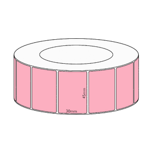 45x30mm Pink Direct Thermal Permanent Label, 4550 per roll, 76mm core