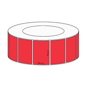45x30mm Red Direct Thermal Permanent Label, 4550 per roll, 76mm core