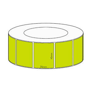 45x35mm Green Direct Thermal Permanent Label, 3950 per roll, 76mm core