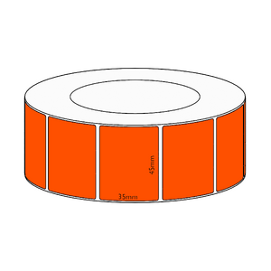 45x35mm Orange Direct Thermal Permanent Label, 3950 per roll, 76mm core