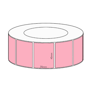 45x35mm Pink Direct Thermal Permanent Label, 3950 per roll, 76mm core