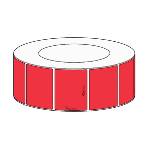 45x35mm Red Direct Thermal Permanent Label, 3950 per roll, 76mm core