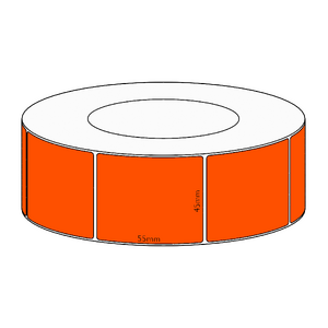 45x55mm Orange Direct Thermal Permanent Label, 2600 per roll, 76mm core