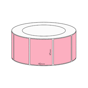 47x40mm Pink Direct Thermal Permanent Label, 3500 per roll, 76mm core