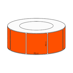 48x48mm Orange Direct Thermal Permanent Label, 2950 per roll, 76mm core