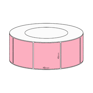 48x48mm Pink Direct Thermal Permanent Label, 2950 per roll, 76mm core