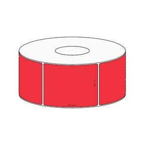 48x63mm Red Direct Thermal Permanent Label, 750 per roll, 38mm core