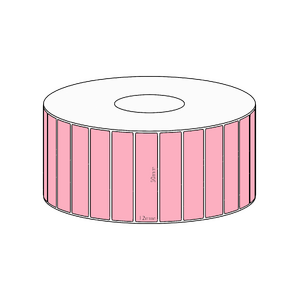 50x12mm Pink Direct Thermal Permanent Label, 3350 per roll, 38mm core