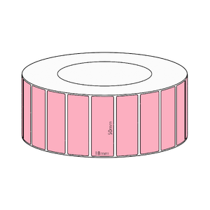 50x18mm Pink Direct Thermal Permanent Label, 7150 per roll, 76mm core