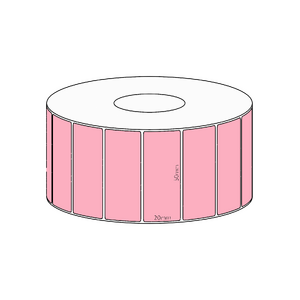 50x20mm Pink Direct Thermal Permanent Label, 2150 per roll, 38mm core