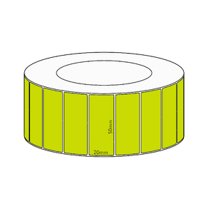 50x20mm Green Direct Thermal Permanent Label, 6500 per roll, 76mm core