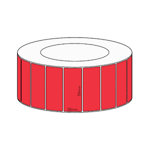 50x20mm Red Direct Thermal Permanent Label, 6500 per roll, 76mm core