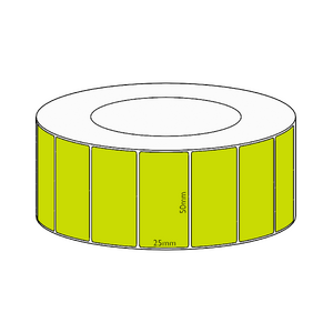 50x25mm Green Direct Thermal Permanent Label, 5350 per roll, 76mm core