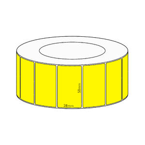 50x28mm Yellow Direct Thermal Permanent Label, 4850 per roll, 76mm core