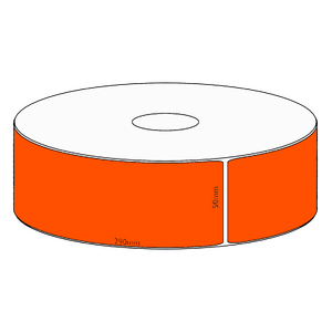 50x290mm Orange Direct Thermal Permanent Label, 150 per roll, 38mm core