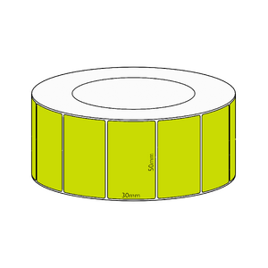 50x30mm Green Direct Thermal Permanent Label, 4550 per roll, 76mm core