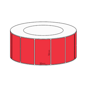 50x30mm Red Direct Thermal Permanent Label, 4550 per roll, 76mm core