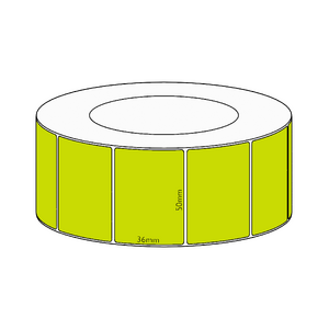 50x36mm Green Direct Thermal Permanent Label, 3850 per roll, 76mm core