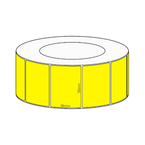 50x36mm Yellow Direct Thermal Permanent Label, 3850 per roll, 76mm core