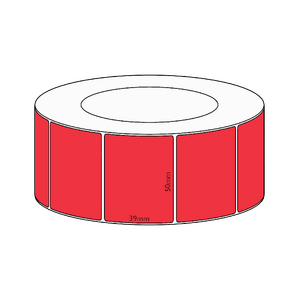 50x39mm Red Direct Thermal Permanent Label, 3550 per roll, 76mm core