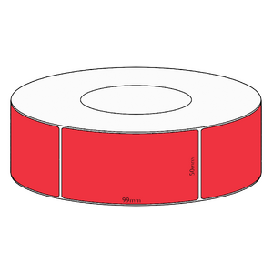 50x99mm Red Direct Thermal Permanent Label, 1450 per roll, 76mm core