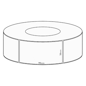 50x99mm Direct Thermal Permanent Label, 1450 per roll, 76mm core