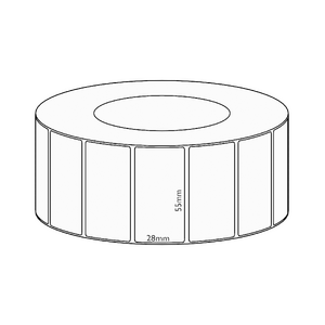 55x28mm Direct Thermal Permanent Label, 4850 per roll, 76mm core