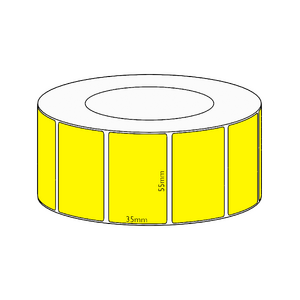 55x35mm Yellow Direct Thermal Permanent Label, 3950 per roll, 76mm core