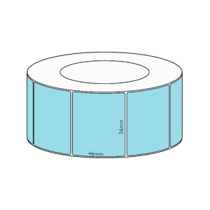 56x46mm Blue Direct Thermal Permanent Label, 3050 per roll, 76mm core