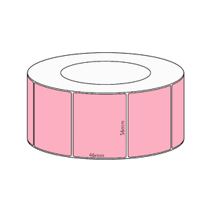56x46mm Pink Direct Thermal Permanent Label, 3050 per roll, 76mm core