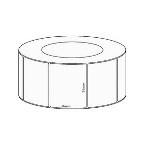 56x46mm Direct Thermal Permanent Label, 3050 per roll, 76mm core