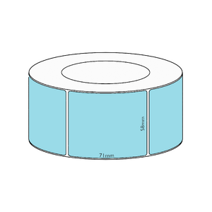 58x58mm Blue Direct Thermal Permanent Label, 2450 per roll, 76mm core