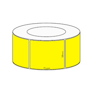 58x58mm Yellow Direct Thermal Permanent Label, 2450 per roll, 76mm core