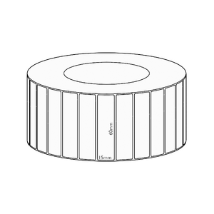 60x15mm Direct Thermal Permanent Label, 8350 per roll, 76mm core