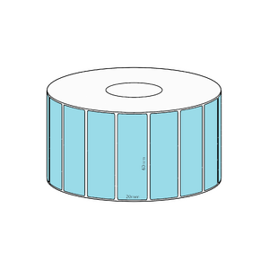 60x20mm Blue Direct Thermal Permanent Label, 2150 per roll, 38mm core