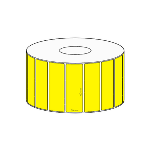 60x20mm Yellow Direct Thermal Permanent Label, 2150 per roll, 38mm core