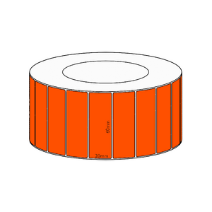 60x20mm Orange Direct Thermal Permanent Label, 6500 per roll, 76mm core