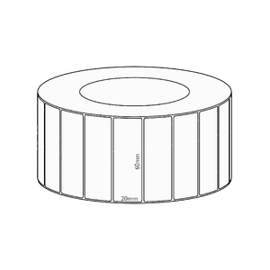 60x20mm Direct Thermal Permanent Label, 6500 per roll, 76mm core